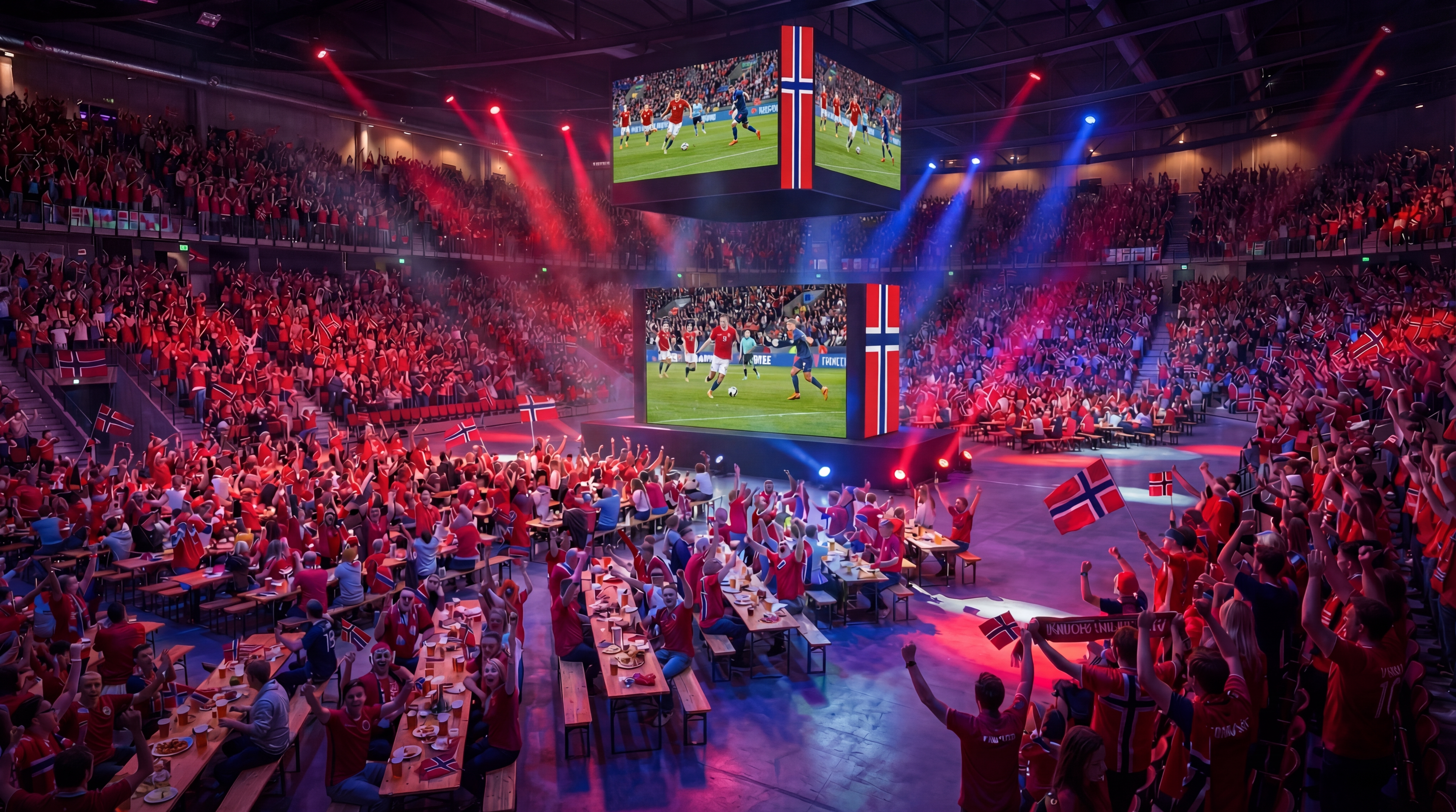 Publikum ser VM på storskjerm